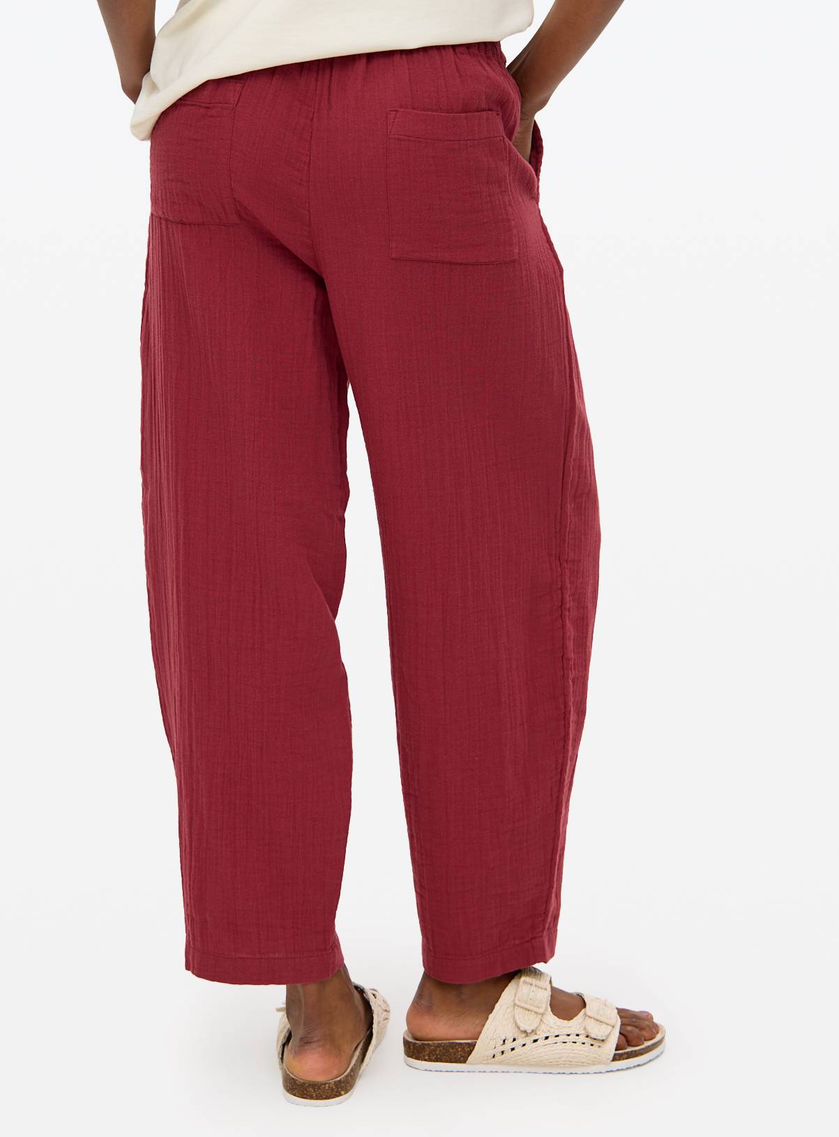 Dark Red Double Cloth Barrel Leg Trousers 12 - Image 4
